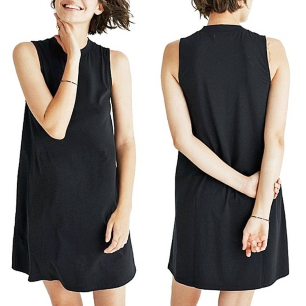 MADEWELL Mockneck Swingy Tank Dress Black XL